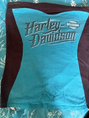 Harley-Davidson Teal and Black Panel Logo Tank